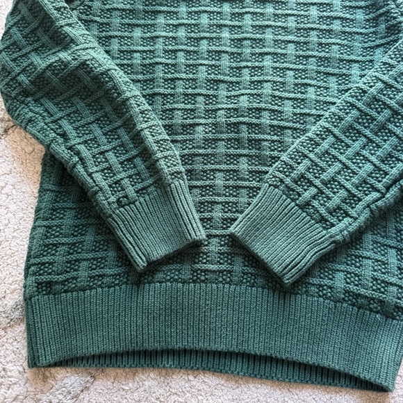 J Crew forest green check knit sweater cotton crewneck size small - Picture 6 of 11